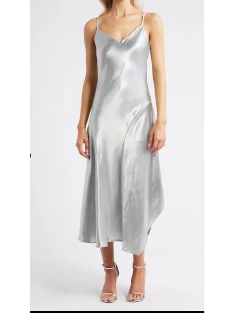 Vince Camuto Women's Silver Metallic‎ Slipdress L